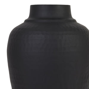 Matte Black Hammered Vase