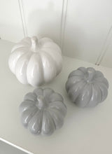 Load image into Gallery viewer, Ceramic Pumpkin | Grey &amp; White
