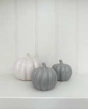 Load image into Gallery viewer, Ceramic Pumpkin | Grey &amp; White
