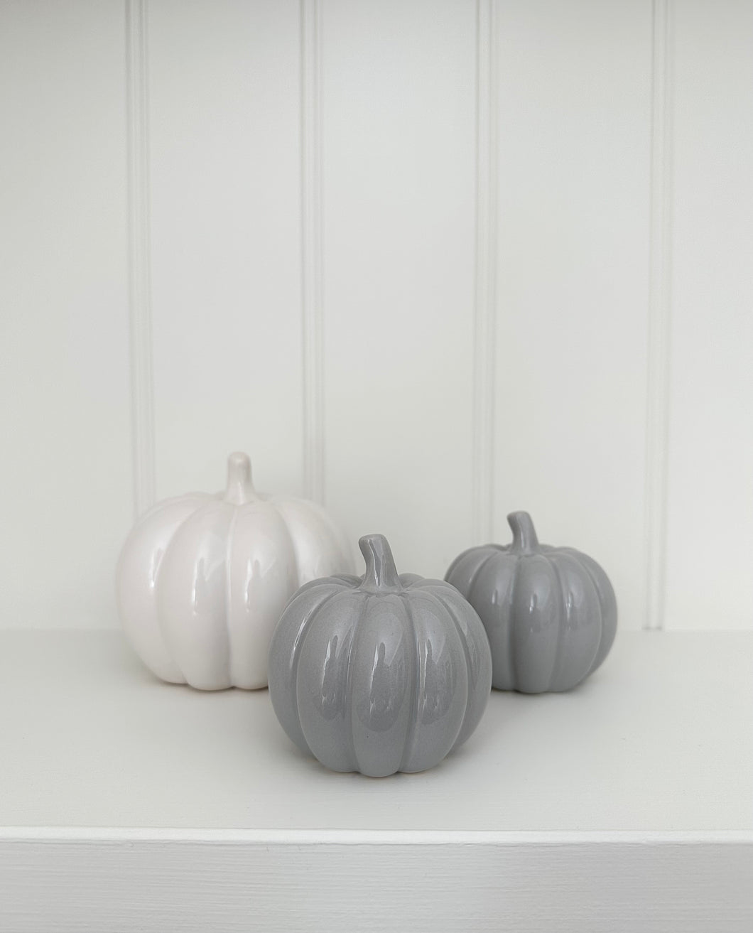 Ceramic Pumpkin | Grey & White