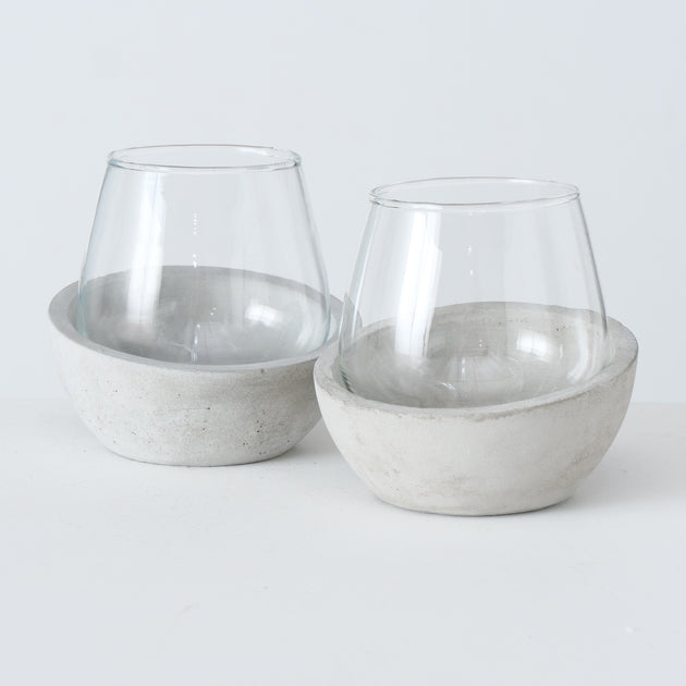 Set of Cement Candle Holders