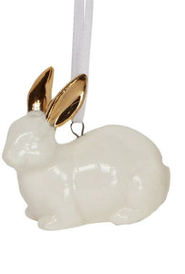 x3 White Hanging Bunnies | Gold Ears