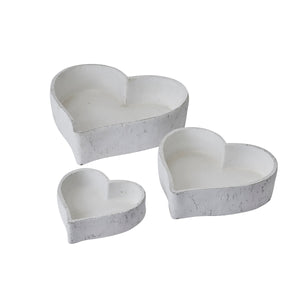 White Ceramic Heart Dishes | Set of Three
