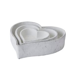 White Ceramic Heart Dishes | Set of Three