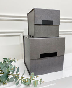 House Doctor Check Set of Boxes in Grey
