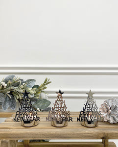 Silver Christmas Tree Candle Holder