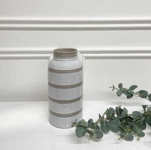White & Beige Ceramic Vase