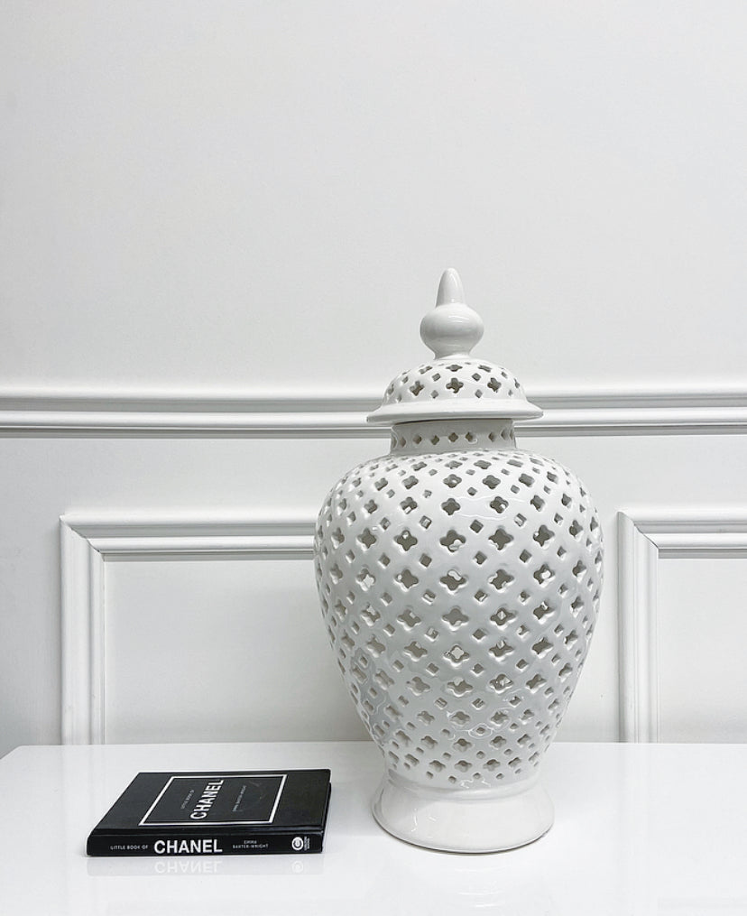 White Pierced Ginger Jar
