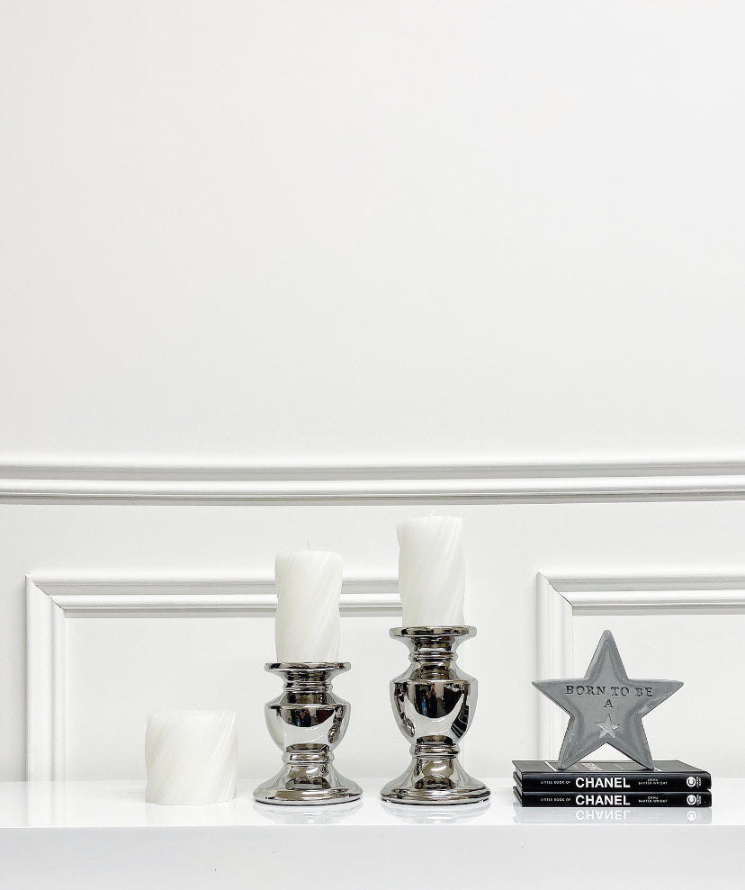 White Twist Candle (Available in Two Sizes)