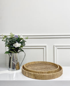 Colonial Round Rattan Tray (Available in Two Sizes)