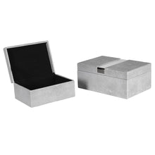 Load image into Gallery viewer, Glam Mirror Boxes | Faux Shagreen &amp; Silver
