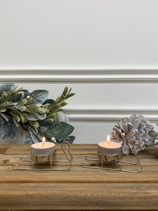 Set of 2 Christmas Sleigh Tea Light Holders
