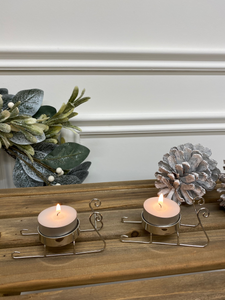 Set of 2 Christmas Sleigh Tea Light Holders