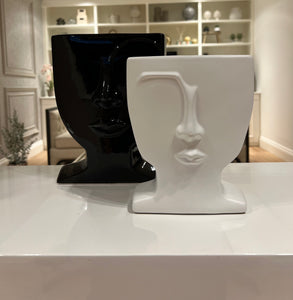 Mini Eyebrow Face Vase | White