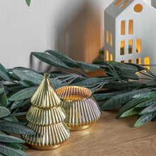 Load image into Gallery viewer, Stacked Gold Christmas Tree Tealight Holder
